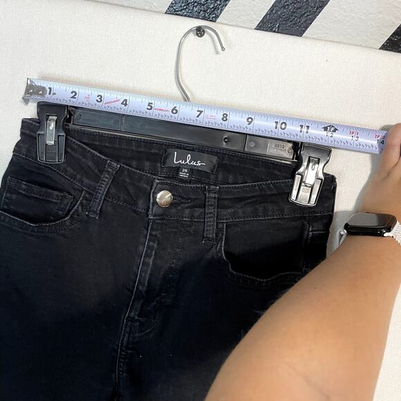 Lulus Black High Rise Raw Hem Flare Jeans - Size 25 - Picture 7 of 10